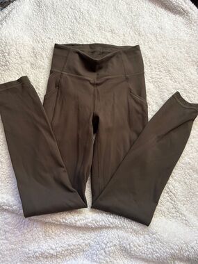 lululemon athletica olive green leggings with pockets
